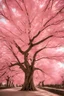 Placeholder: A big tree with pink leaves .