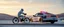 Placeholder: 888 snow man riding a bike down hill with police car on tail
