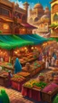 Placeholder: A vibrant and bustling marketplace, filled with the rich aromas of Arabic coffee, dates, and sweets. The colorful stalls and bustling crowds create a lively atmosphere, perfect for capturing in a stylistic rendering.