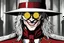 Placeholder: Still frame of Tom Hiddleston as Alucard from the live action "Hellsing" movie based on the anime of the same name. He is wearing his signature red hat and yellow glasses, while maniacally laughing in the moonlight.