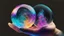 Placeholder: A single crystal ball to look into the future, hands around the ball, smoke appearing inside the ball, pink, dark blue, orange, yellow, aqua blue, very detailed and realistic