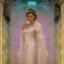 Placeholder: hyperspace background, complete and photo realistic detailed head to waist stunning photo realistic portrait of carrie fisher as Princess Leia in star wars with photo realistic hairstyle by Mandy Jurgens and mucha and Richard Schmid and chuck close and chie yoshii, extraordinary and detailed ceremony dress of star wars,brown eyes