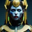 Placeholder: Ukrainian woman, rounded face, blood, black, blue, yellow, samurai helmet, decorative color feathers, retro, bamboo, leather, soft color, highly detailed, art stations, concept art, smooth, unreal engine 5, god rays, ray tracing, RTX, lumen lighting, ultra detail, volumetric lighting, 3d, finely drawn, high definition, high resolution.