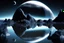 Placeholder: Grey Exoplanet in the hotizon, rocks, Night, lagoon reflection, sci-fi, epic