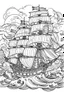 Placeholder: A haunted pirate ship sailing on rough seas while ghosts roam the deck.. Outline, sketch style, only use outline, mandala style, clean line art, white background, no shadows, no clear wall, coloring page.