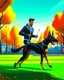 Placeholder: Cartoon of a man with Doberman dog running in the park incredibly detailed 8k concept art