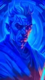 Placeholder: Maul depicted as if he was a good Jedi with blue lightsaber in a dystopian future