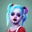 Placeholder: Cute baby character harley quinn, photo realistic, unreal engine, cinematic lighting 8k --v 4