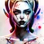 Placeholder: Harley Quinn, watercolor illustration by <agnes cecile> <Yoji Shinkawa>