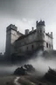 Placeholder: old castle inside dust floating in the air grey