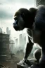 Placeholder: Gorilla, post-apocalyptic in a cyberpunk city, realistic, intriacte detail, sci-fi fantasy style, volumetric lighting, particales,highly detailed,cinamatic, deep