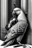 Placeholder: One single mature parrot, sleeping in a corner on the street, violin case, Vienna, model style, hyper realistic, extremely accurate, delicate, extremely detailed, Graphic novel style, wide-angle, open aperture, superfine pencil