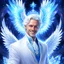 Placeholder: MAGICIENS HOMMESARCHANGE . grandes AILES beautifull MAN SOURIANT , smiling happiness,wrings, 2 ailes,whole body, brillant jewels, light, ice kingdom digital painting,a crystal - clear ice, majestic, ice fractal, Fantasy, Illustration,Character Design, magician beautifull man, blue eyes, white hair - white clothes BLANCS , face smiling happiness