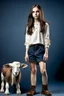 Placeholder: pretty girl, aged 17, brunette, conventionally attractive, full body goat legs, modern clothes