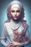 Placeholder: hijab portrait, 8k resolution, flower head and body