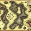 Placeholder: dnd, fantasy, map of the realm, black sand, map, parchment, illustration, river of blood, demonic