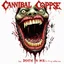 Placeholder: Pestilential rictus, Grin is fixed in misery, rancid rotting maw, raw messy illustrative style by Vincent Locke, unbalanced, offset, non-symmetrical surreal horror, text "Cannibal Corpse" album cover aesthetic in a death metal font