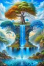 Placeholder: Tree of universes. The third is the presence of the past, present and future. On the waterfall of the past