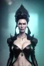 Placeholder: Lena Headay as evil queen in black leather, busty, cleavage, voluptuous, Aqua Lene, angry, stern look. character design by cory loftis, fenghua zhong, ryohei hase, ismail inceoglu and ruan jia. unreal engine 5, artistic lighting, highly detailed, photorealistic, fantasy