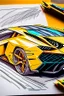 Placeholder: 2d drawing in color Lamborghini, side view of drivers side, rough sketch