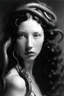 Placeholder: a black and white photo of a woman with long hair, by Méret Oppenheim, trending on tumblr, shanina shaik as medusa, portrait of a dark fantasy nymph, canopee, exotic lily ears, marlene dumas, pigtail, fernand keller, 1 9 th century photography, kete butcher, trending on artstaion