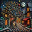 Placeholder: Photograph hasselblad h6d400c --ar 85:128 --v 6.0 of a fairy old bewitched street, tree, made of felt, art, tiltshift, 3d deep field, galaxies and planets, needlepoint, Joan Miró, odd, abstract, expressionist style, colorful holiday