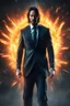 Placeholder: John Wick turning Super Saiyan photo real