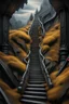 Placeholder: The stair to the top of the mountain full body, full shot,forest,Sony Alpha 7 50mm 1.8,medium shot, high-resolution image with fine details, citrine, ultra detailed,ultra realistic,extremely realistic,intricate,photorealistic,epic composition,masterpiece,H.R.Giger style