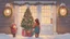 Placeholder: "I'm envisioning a heartwarming scene featuring three best friends gathered by the door during the Christmas season. The entrance of a cozy home is adorned with festive decorations, including Christmas lights framing the door and a wreath with colorful ornaments. The three friends, dressed in stylish winter clothing, share laughter and joy as they prepare to celebrate together. One of the friends holds a six-pack of beer, adding a touch of festive cheer. The expressions on their faces reflect th