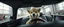 Placeholder: car driving happy 2d rambo fluffy elf dog in the style of Escher and Giger and Fallout 4, pinhole cam, airbrush 3d rendering, on tv screen:A five-second cinematic single take in a clean industrial presentation hall.