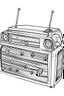 Placeholder: Outline art for coloring page A TINYMITE RADIO, coloring page, white background, Sketch style, only use outline, clean line art, white background, no shadows, no shading, no color, clear