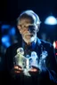 Placeholder: portrait of flashy transparent old man scientist showing of his glowing skeleton, zeiss prime lens, bokeh like f/0.8, tilt-shift lens 8k, high detail, smooth render, down-light, unreal engine, prize winning