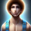 Placeholder: beautiful 12 year old arabic boy with curly hair and light blue eyes dressed in transparent loincloth