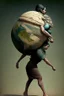 Placeholder: a woman carrying the weight of the earth on her back like Atlas