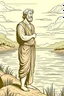 Placeholder: A greek philosopher standing next to a river thinking about the world