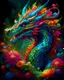 Placeholder: Beautiful dragon, surrounded by flowers, colourful digital art, ai art, fantasy, mythology