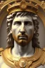 Placeholder: Ultra Realistic image, classical renaissance sculpture, white marble material, Lionel Messi, Laurel leaves crown, chisel style, waist up portrait, epic, celestial, gold, cinematic lighting, God light, god rays, 4k resolution, smooth details, ornate details, soft lighting, unreal engine 5, marble background.