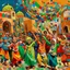 Placeholder: Abstract painting Libyan children celebrating end of ramadan