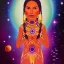 Placeholder: subtle indigenous woman in a galactic ambiance