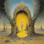 Placeholder: milky methadone spying through keyhole of injustice, Hastur's columns of madness, surrealism, Max Ernst and Zdzislaw Beksinski deliver a surreal horror masterpiece, muted colors, sinister, creepy, sharp focus, surreal, weirdcore