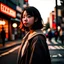 Placeholder: a cinematic photo of a beautiful Japanese girl standing on a street corner, natural skin