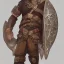 Placeholder: Fantasy, full body, watercolor, chain mail, Anglo Saxon, masked helmet, spear, round shield