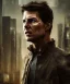 Placeholder: A portrait post-apocalypse cyborg Tom Cruise in a cyberpunk city, sci-fi fantasy style, 8k, volumetric lighting, particales,highly detailed,cinematic, deep scars on face,deep colours.