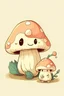 Placeholder: Cute mushroom, soft colors, one baby mushroom and mama mushroom