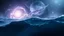 Placeholder: flow theme, abstractions and unoque stunning shapes, water, dark galaxy , deep sea water with nebula and big deep galaxy, music, soft verry fade 2d nervous system with fade little lightings floatings in background, deep sea, deep colors: dark blue, purple, white, pale green, pale silver gray colors, stunning composition with dremlike vibe, slow flow of a light wave-like water, deep colors, emotional, etheral, neurodivergens ambient soul , abstractions, soft pale neuron web, stunning, cinemati