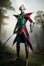 Placeholder: full length photo of a male Drow elf dressed like a swashbuckling assassin, looking at camera, background is a dense forest, highly detailed, 4 k, hdr, smooth, sharp focus, high resolution, award – winning photo