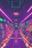 Placeholder: A dark photo an 80's aesthetics arcade at night, with a lot of functioning arcade machines, a vaporwave floor and some colorful tiles in between the floor. Purple Themed, purple aesthetics.