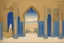 Placeholder: an open gothic_Arab gate in a blue-and-gold-tiled wall with a view of an old city by artist "Beardsley",by artist "Rackham",by artist "Bertha Lum",by artist "Dulac",by artist "Erte"