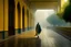 Placeholder: Iranian Karvansara architecutre, Isfahan architecture, extrior design, Luis Barragán style of color architecture, dancing with Iranian tradition cloth, rainy weather, sunray, fog