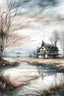 Placeholder: The place where the Dream and its followers live. A reflection of the sky. Watercolor, new year, fine drawing, beautiful landscape, pixel graphics, lots of details, delicate sensuality, realistic, high quality, work of art, hyperdetalization, professional, filigree, hazy haze, hyperrealism, professional, transparent, delicate pastel tones, back lighting, contrast, fantastic, nature+space, Milky Way, fabulous, unreal, translucent, glowing